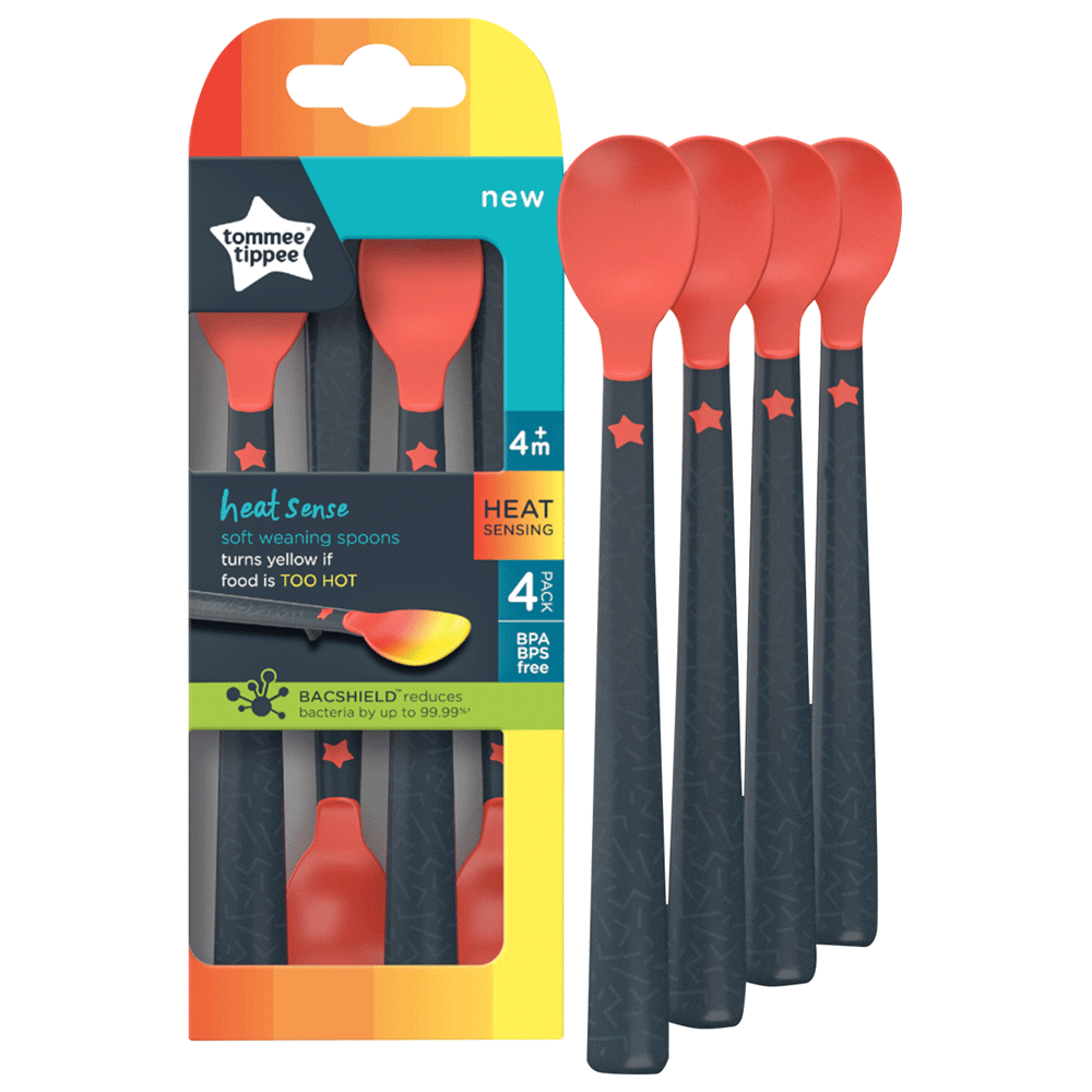 Tommee Tippee 4m+ Heat Sense Soft Weaning Spoon 4`s
