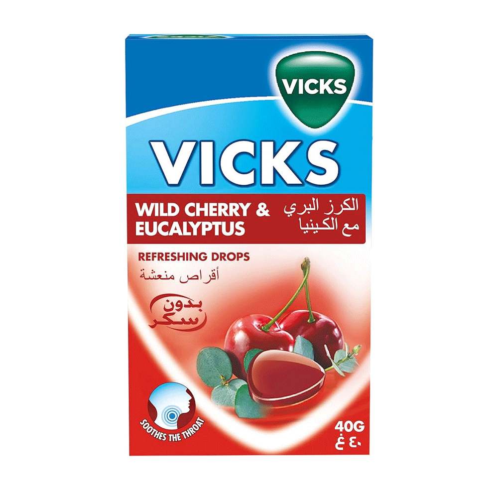 Vicks Wild Cherry & Eucalyptus Throat Drops 40g