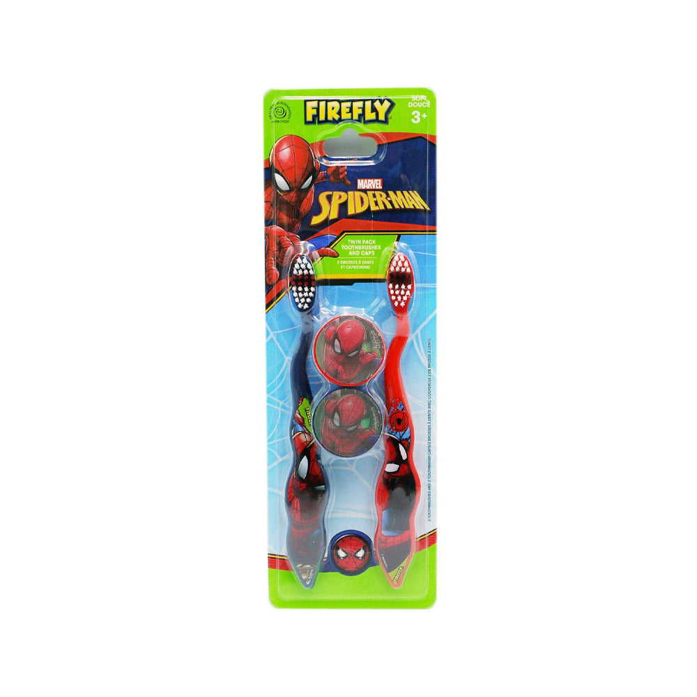 Firefly Spiderman Toothbrush With Travel Caps Twin FIREFLY