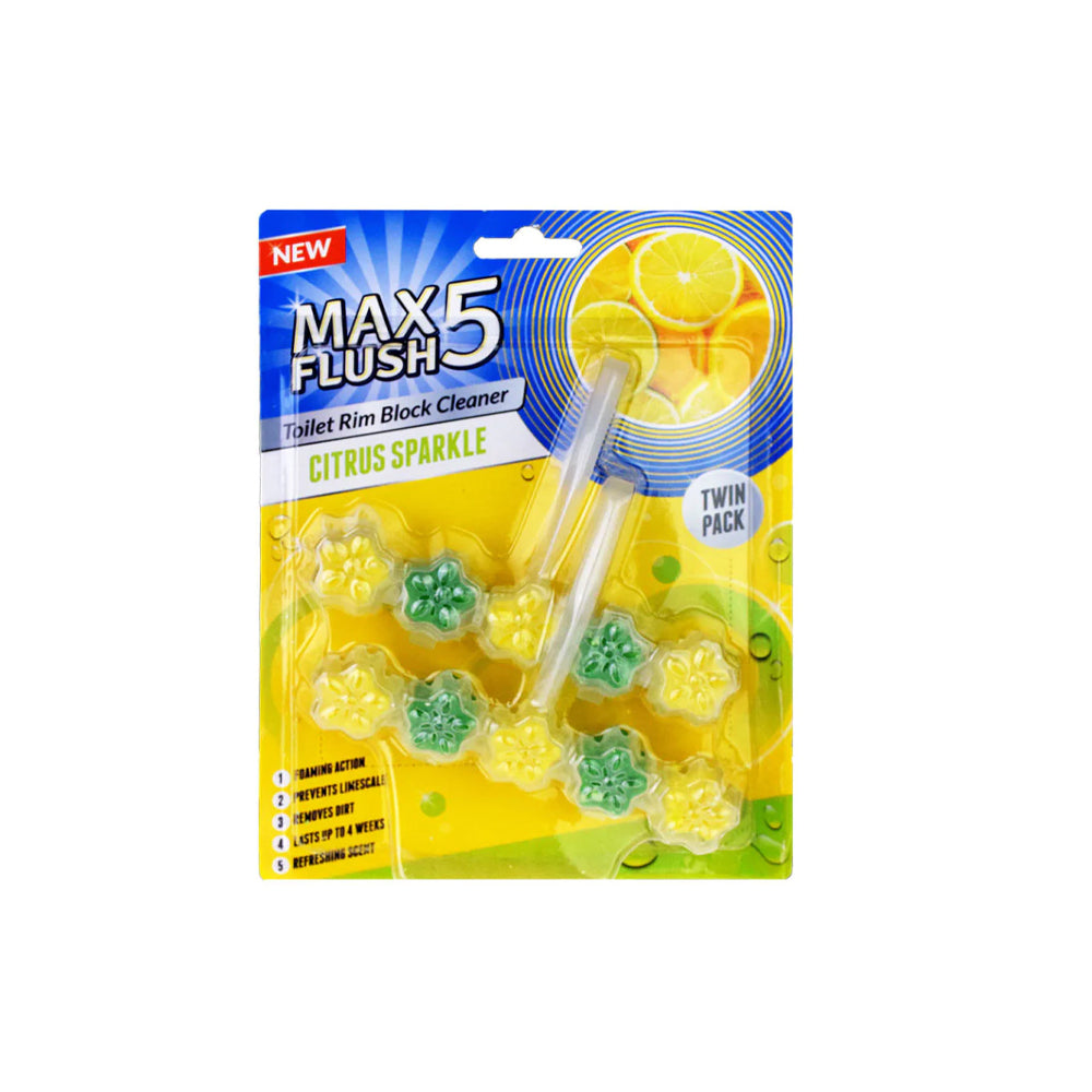 Max Flush 5 Toilet Rim Block Cleaner Citrus Sparkle Twin Pack - Snapcart.pk