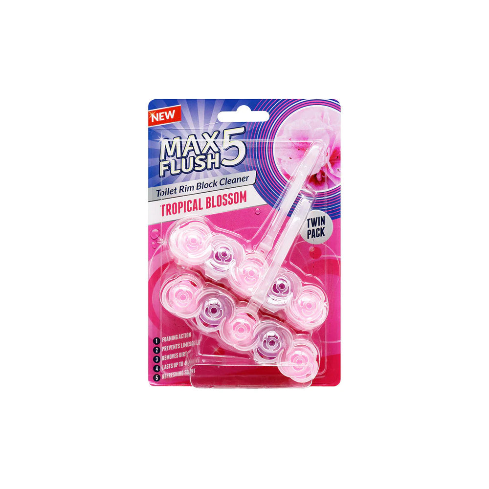 Max Flush 5 Toilet Rim Block Cleaner Tropical Blossom Twin Pack - Snapcart.pk