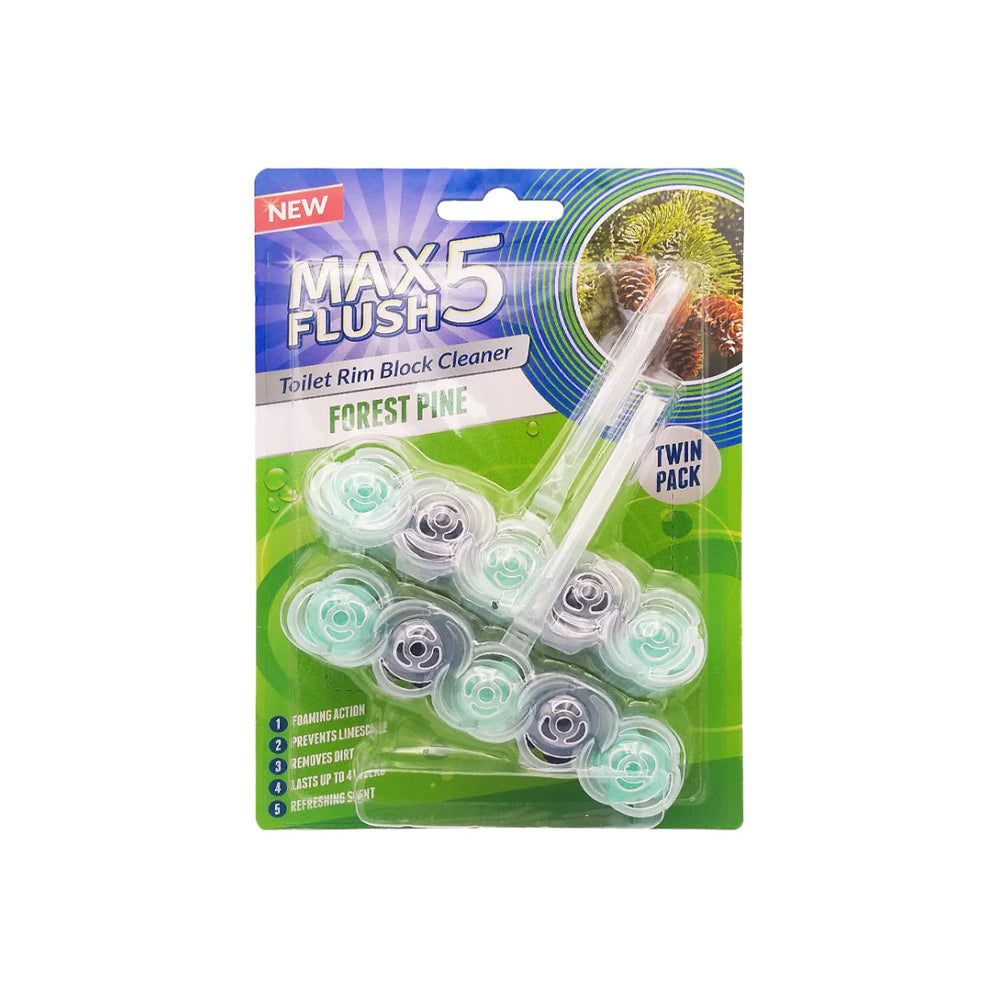 Max Flush 5 Toilet Rim Block Cleaner Forest Pine Twin Pack - Snapcart.pk