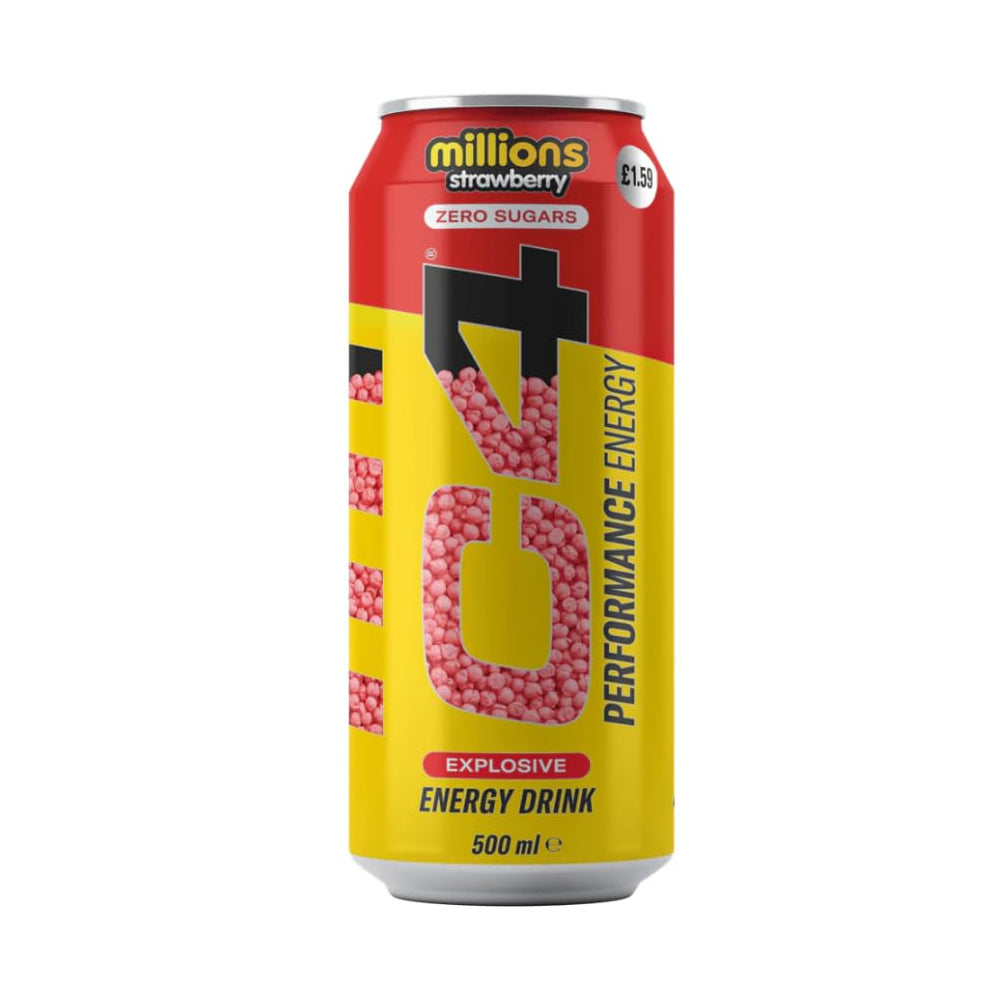 C4 Millions Strawberry Zero Sugar Energy Drink Can 500ml - Snapcart.pk