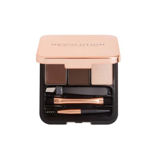Makeup Revolution Brow Sculpt Compact Powder Kit Dark Brown 2.2G