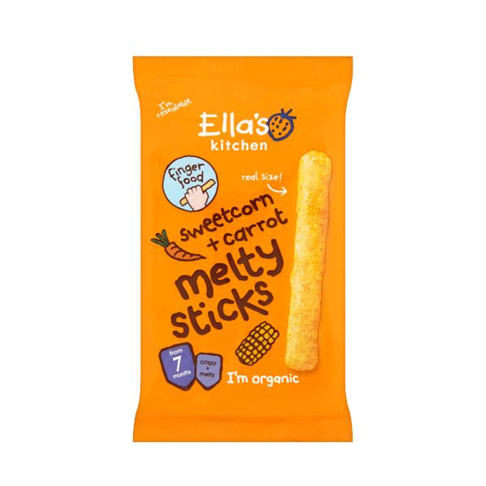 Ellas Sweetcorn Carrot Melty Sticks 16g