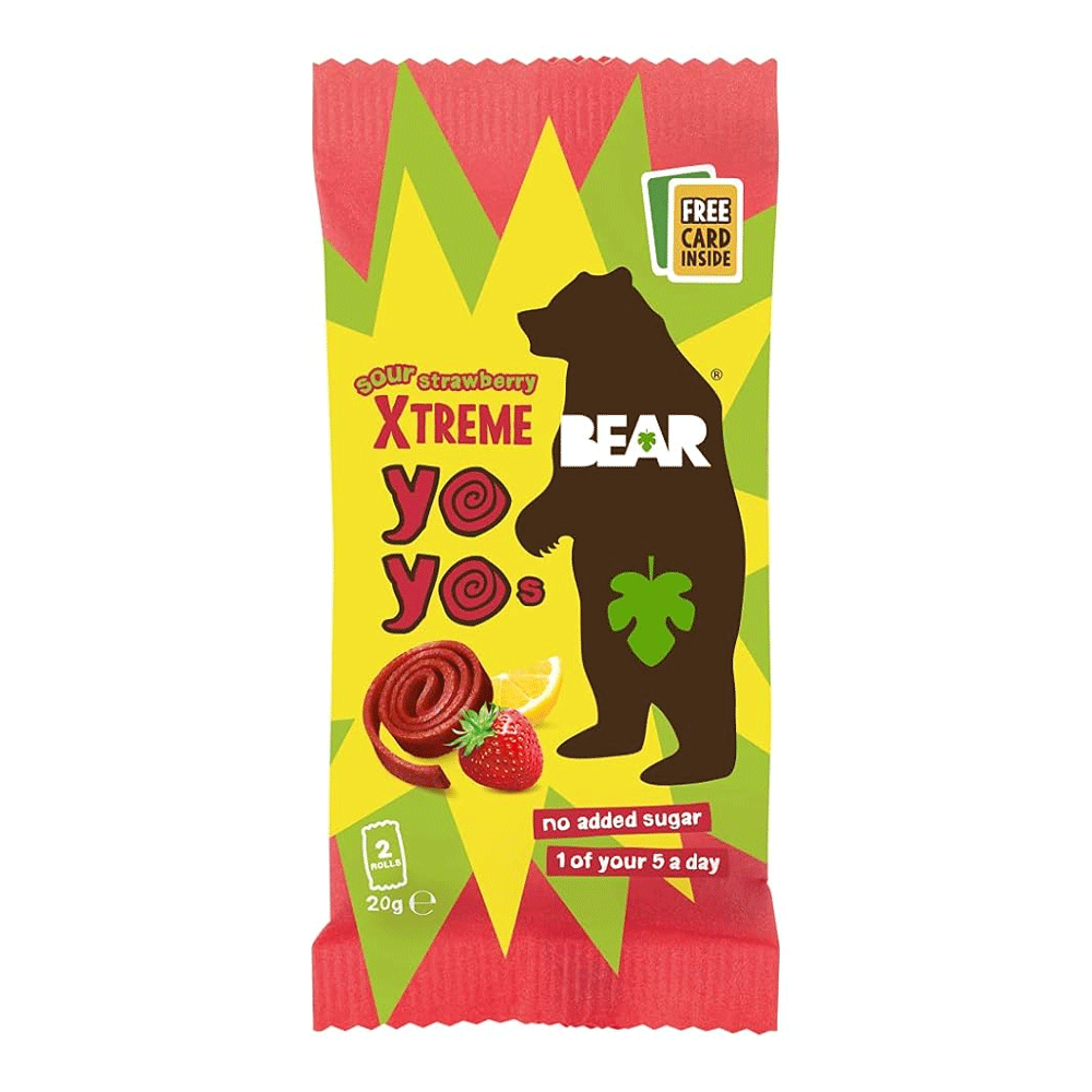 Bear Real Fruit Xtreme Yoyo Super Sour Strawberry 20g