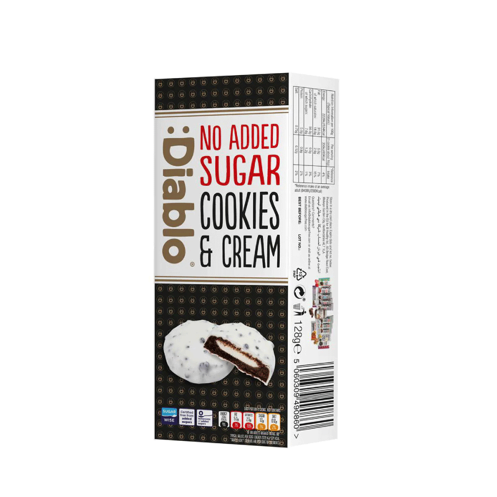 Diablo No Added Sugar Cookies & Cream 128gm