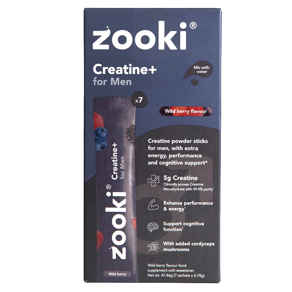 Zooki Creatine+For Men Wild Berry Flavour Sachets 7s Box
