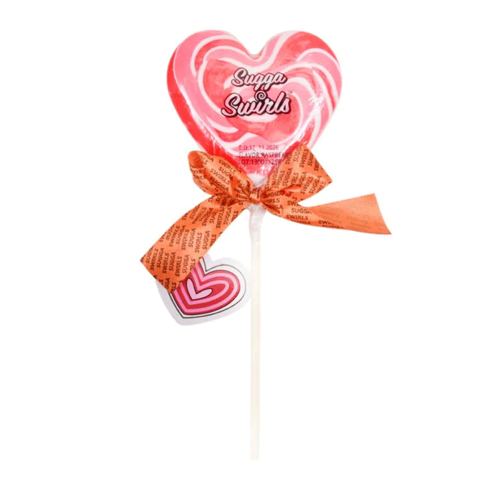Sugga Swirls Heart Raspberry Lollipop 85g