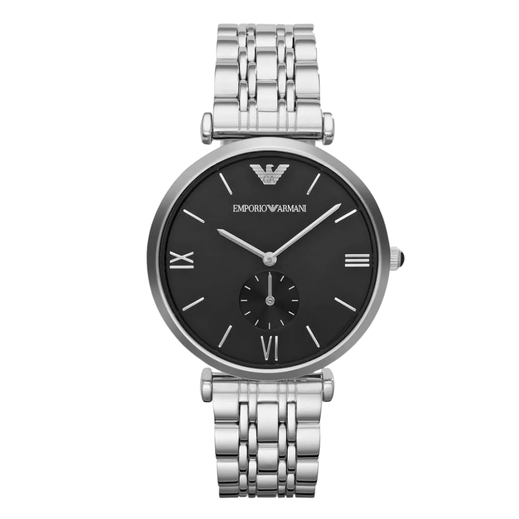 EMPORIO ARMANI Stainless Steel Black Dial quartz Watch For Gents AR-1676
