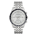 Emporio Armani Silver Stainless Steel Silver Dial Quartz Watch For Gents - AR-6073