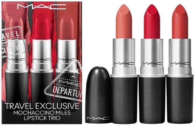 Mac Mochaccino Miles Lipstick Trio Set Mocha 813+Ruby Wood 707+Chili 602