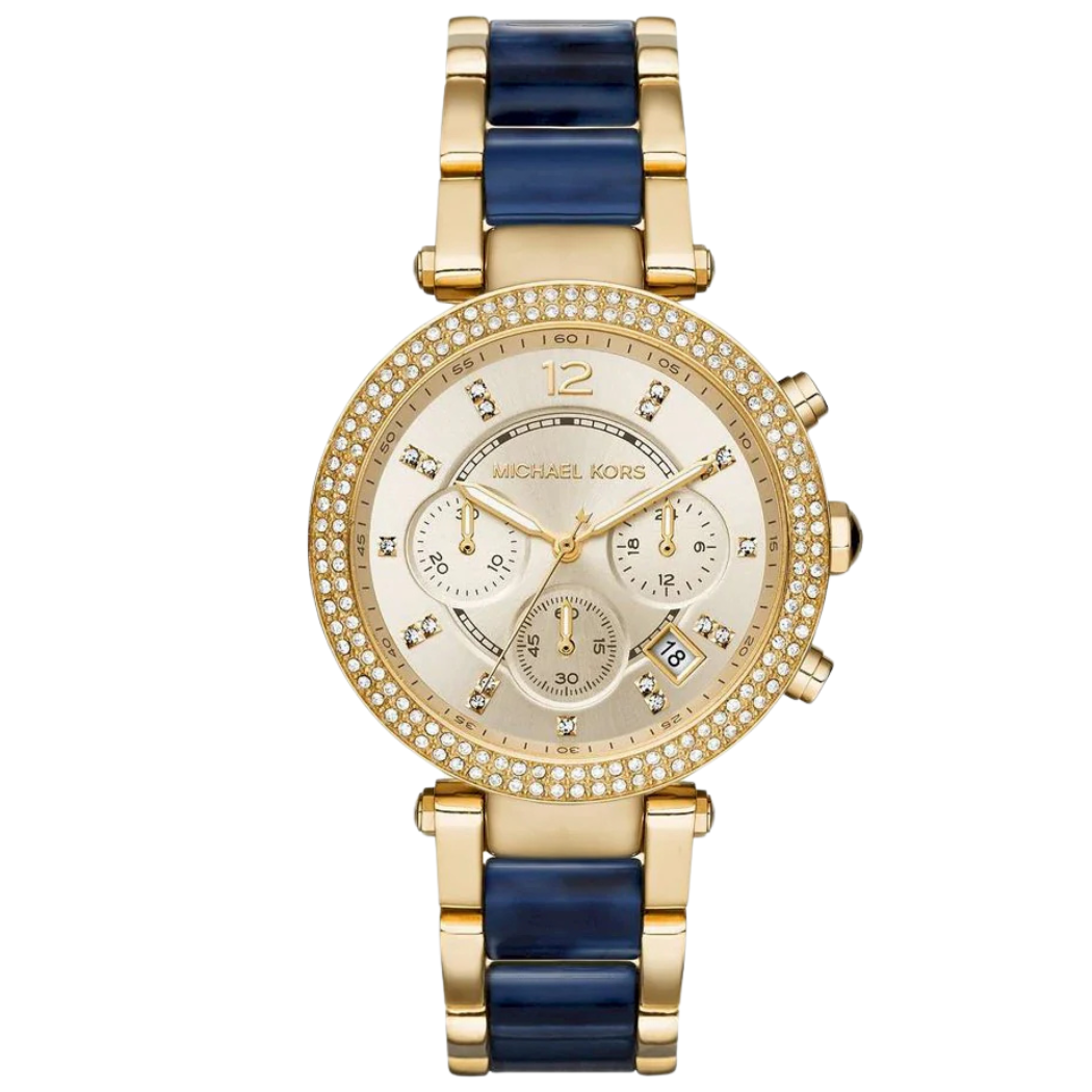 Michael Kors Parker Two-tone Stainless Steel Gold Dial Quartz Watch for Ladies - MK-6238