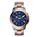 Fossil Grant Two-toned Stainless Steel Blue Dial Chronograph Quartz Watch for Gents - FS5024