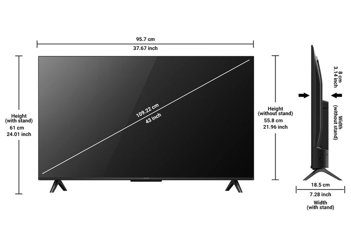 TCL iFFALCON 108 cm (43 inches) 4K Ultra HD Smart LED Google TV iFF43U62 - My Store