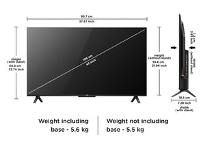TCL TCL 108 cm (43 inches) Metallic Bezel-Less Series 4K Ultra HD Smart LED Google TV 43V6B - My Store