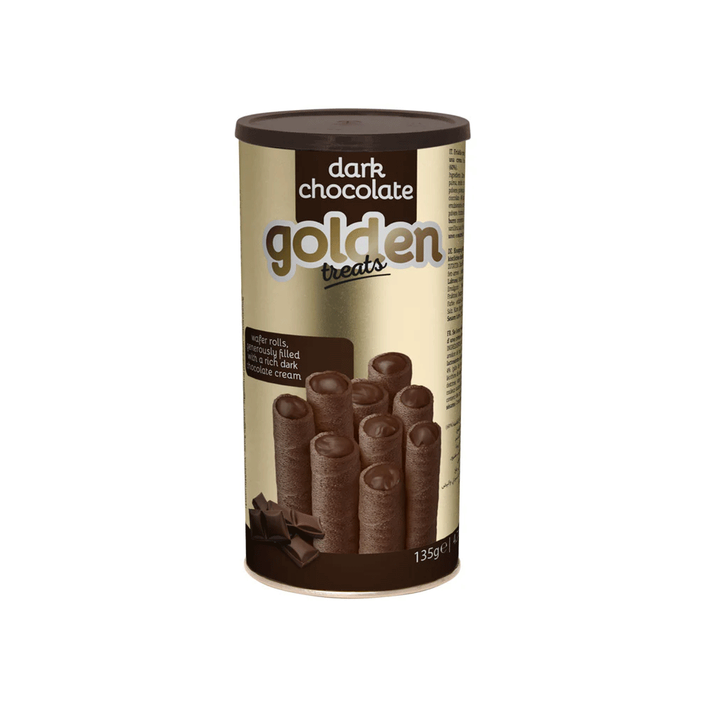 Golden Break Treats Dark Chocolate Wafer Rolls Tin 135g - Snapcart.pk