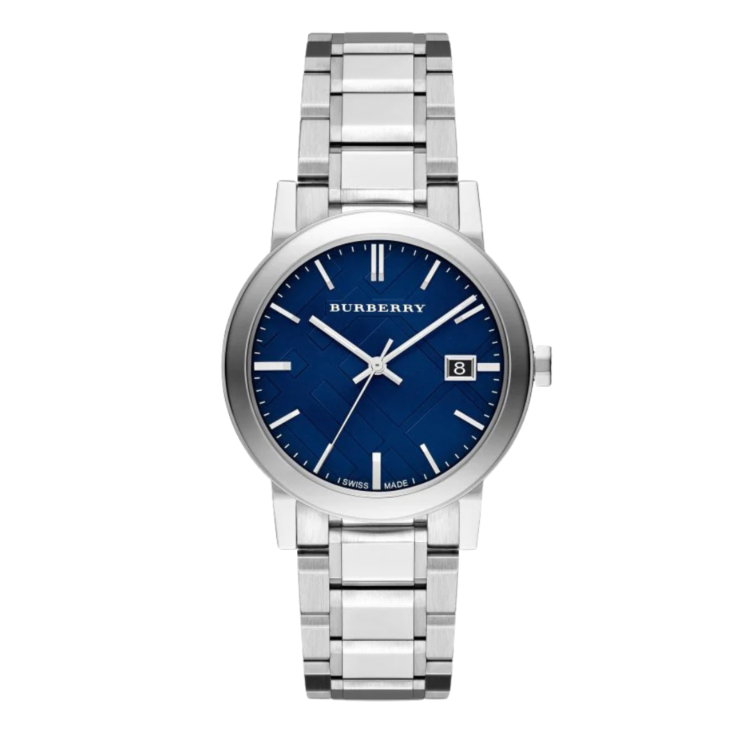 Burberry The City Silver Stainless Steel Blue Dial Quartz Watch for Gents - BU9031