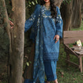 Tales Of Petals By Sardinia Unstitched 3 Piece Luxury Summer Suit-BLUE BLOSSOMS