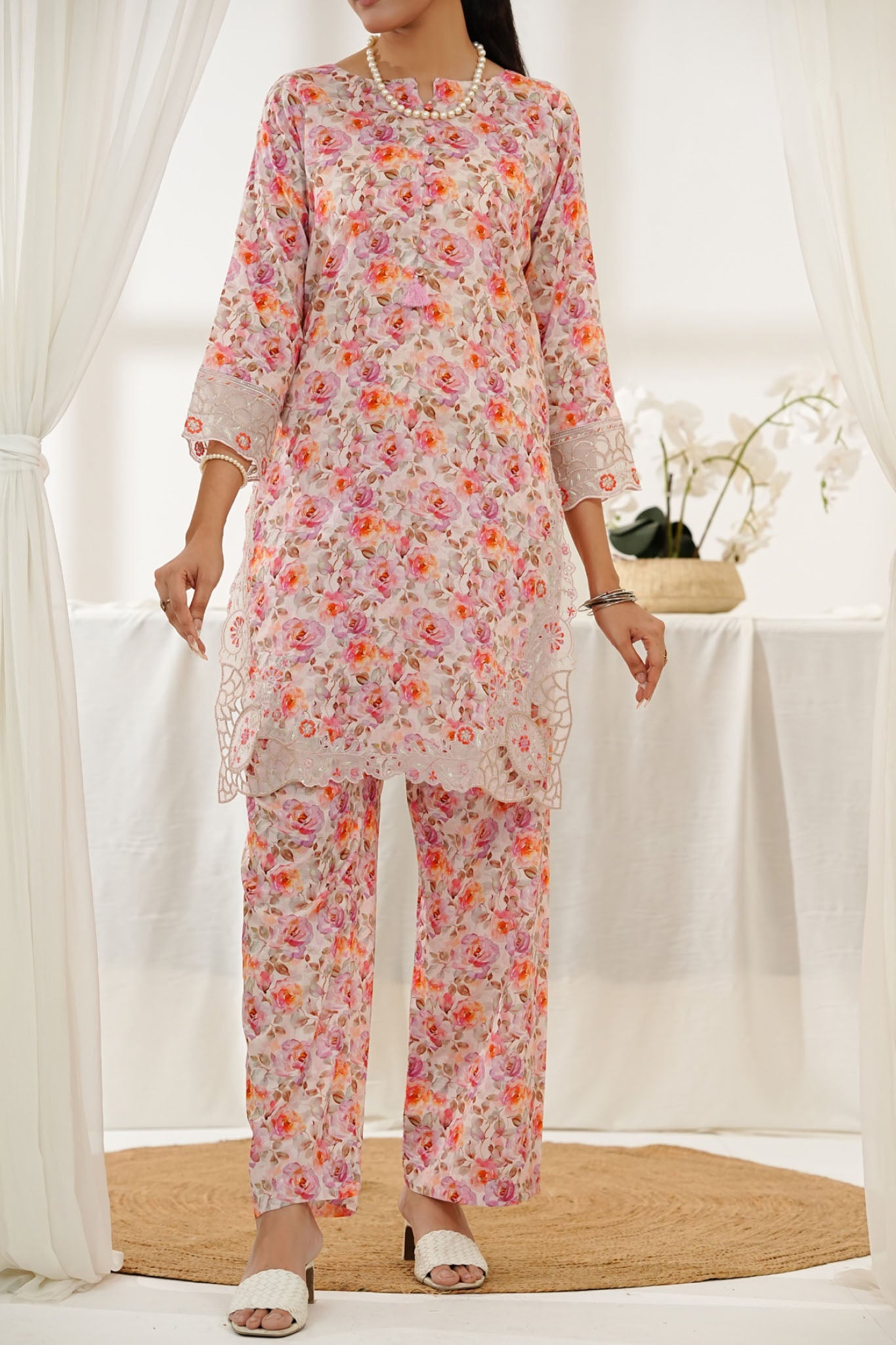 Aizal Stitched Embroidered Co Ords Collection'2025-ACO-550-Pink