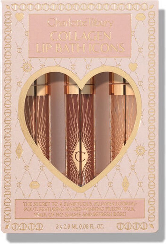 Charlotte Tilbury Mini Collagen Lip Bath Icons +Pillow Talk+Walk Of No Shame+Refresh Rose (3x2.6Ml)