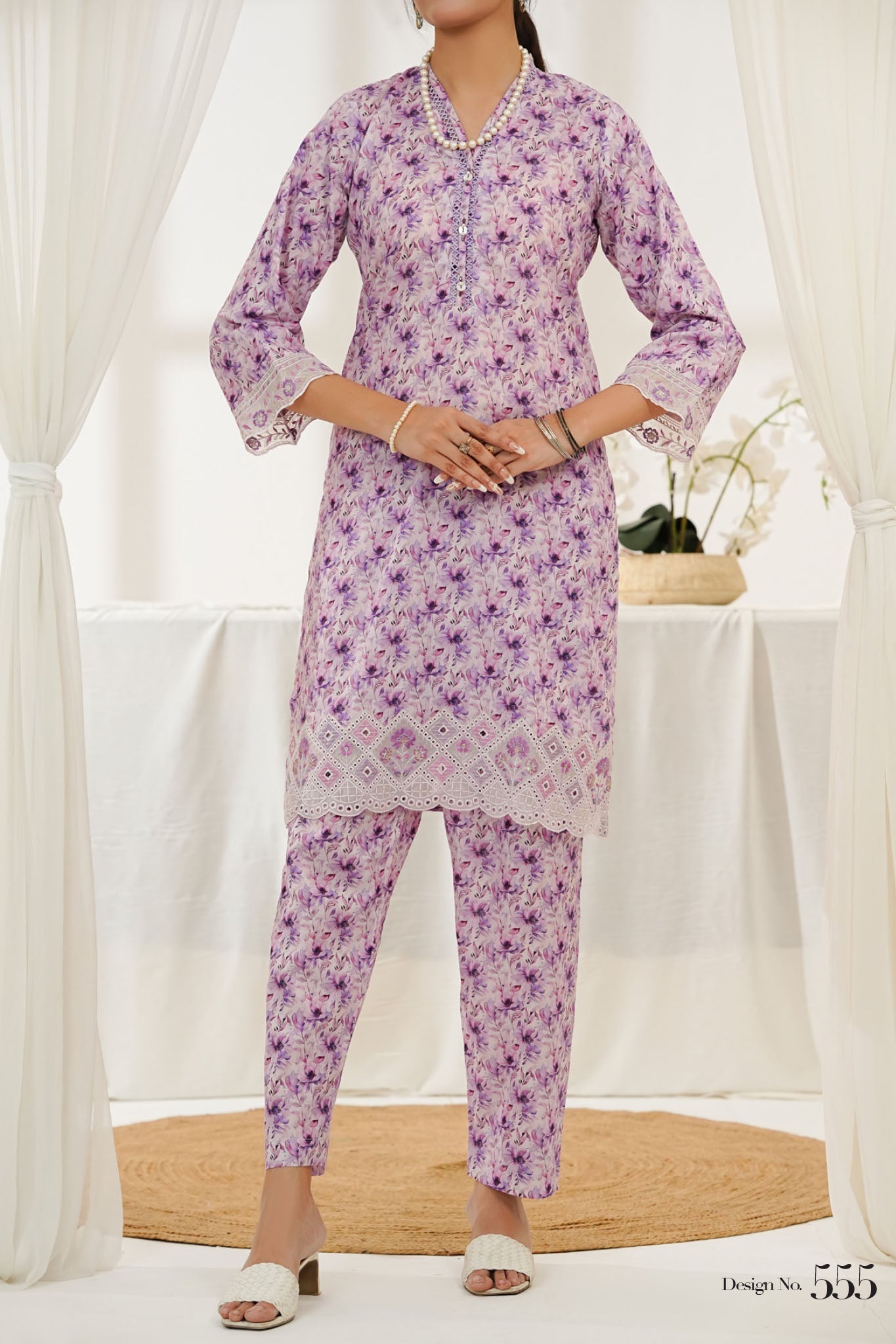 Aizal Stitched Embroidered Co Ords Collection'2025-ACO-555-Pink