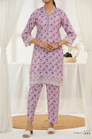 Aizal Stitched Embroidered Co Ords Collection'2025-ACO-555-Pink