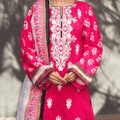 zellbury Embroidered Shirt Shalwar Dupatta - Punch Pink Kp - Textured Suit 3 piece vol.4