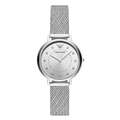 EMPORIO ARMANI Silver Dial Silver Mesh Bracelet Watch For Ladies - AR11128