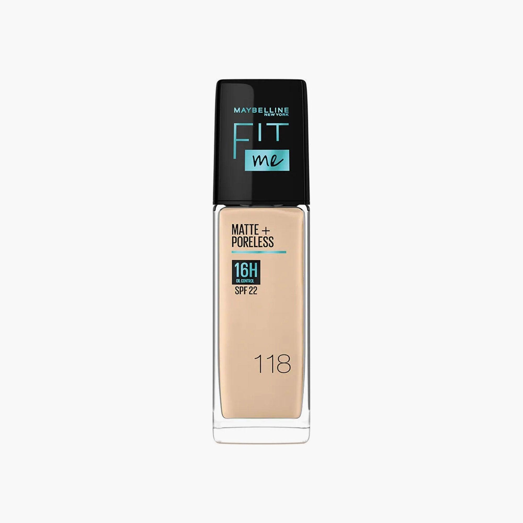 Maybelline Fit Me Matte+Poreless 16H Oil Control Liquid Foundation SPF 22 118 Light Beige 30ml