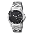 Gucci G Timeless Silver Stainless Steel Black Dial Quartz Watch for Gents - YA126402