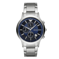 Emporio Armani Silver Stainless Steel Blue DIal Quartz Watch For Gents - AR11164