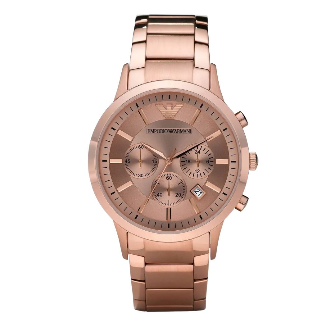Emporio Armani Rose Gold Stainless Steel Rose Gold Dial Quartz Watch For Gents - AR2452