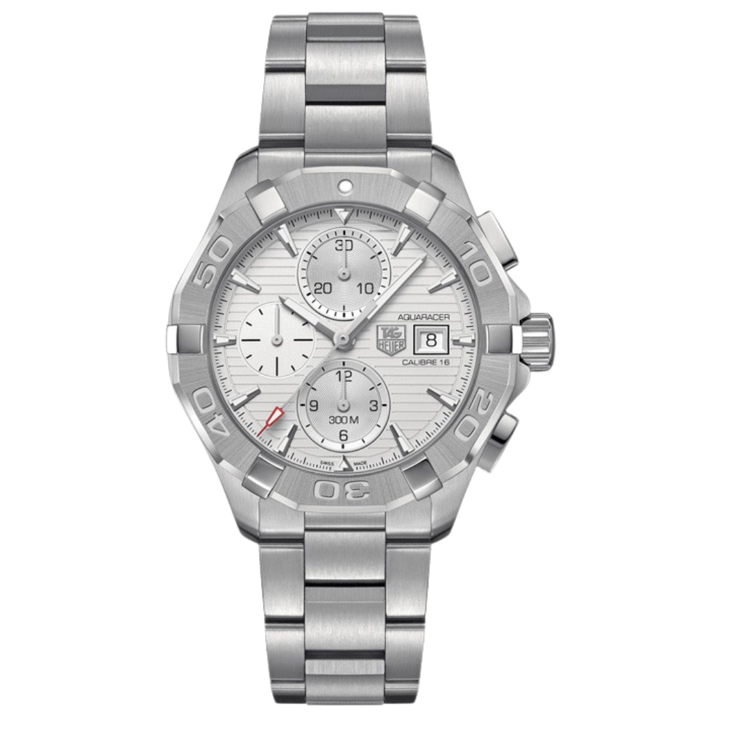 Tag Heuer Aquaracer Calibre 16 Silver Stainless Steel White Dial Automatic Watch for Gents - CAY2111BA0927