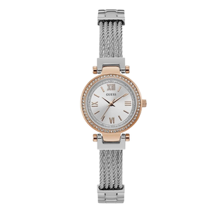 Guess Mini Soho Silver Stainless Steel Silver Dial Quartz Watch for Ladies - W1009L4