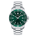 Movado Series 800 Silver Stainless Steel Green Dial Quartz Watch for Gents - 2600136