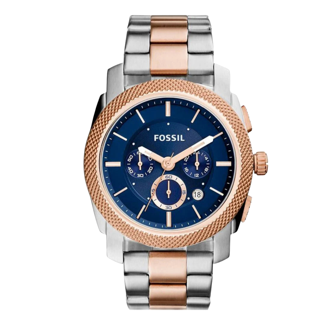 Fossil Machine Two-tone Stainless Steel Blue Dial Chronograph Quartz Watch for Gents - FS5037