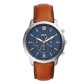 Fossil Neutra Brown Leather Strap Blue Dial Chronograph Quartz Watch for Gents - FS5453