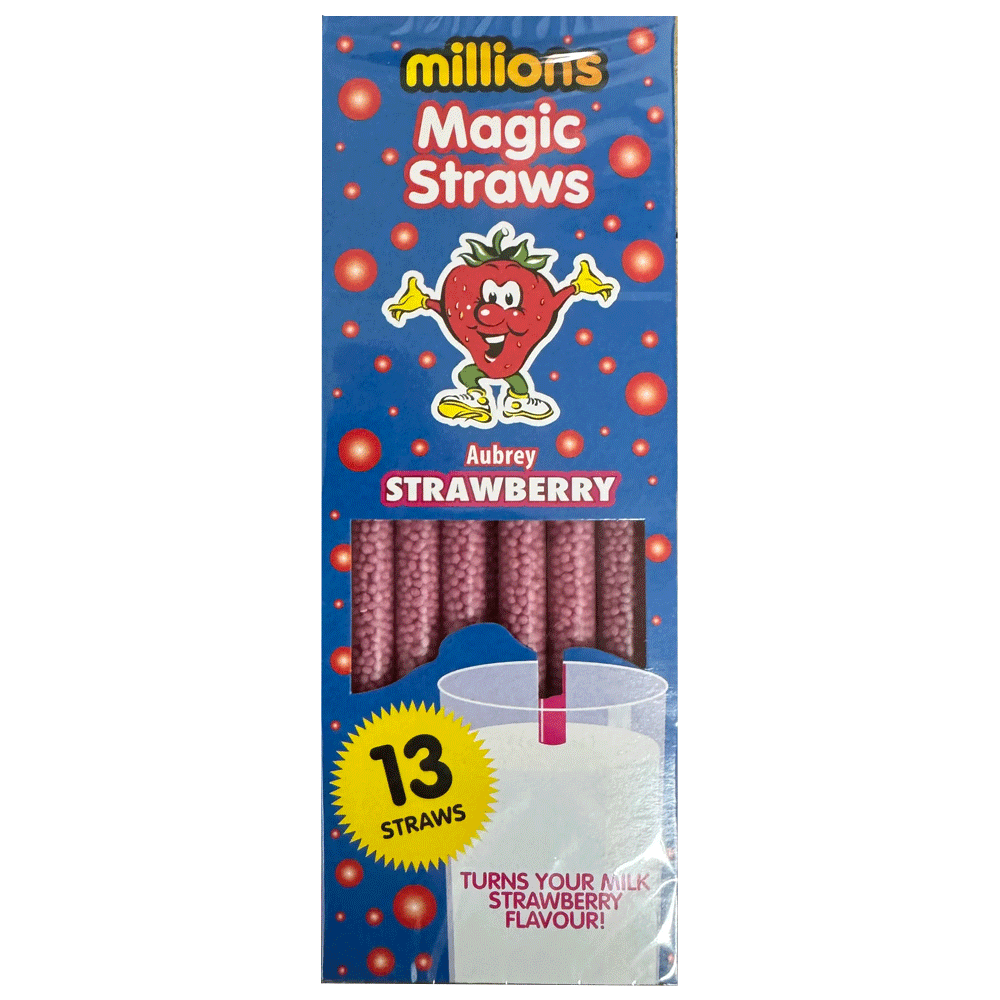 Millions Magic Straws Aubrey Strawberry 13 Straws 78g