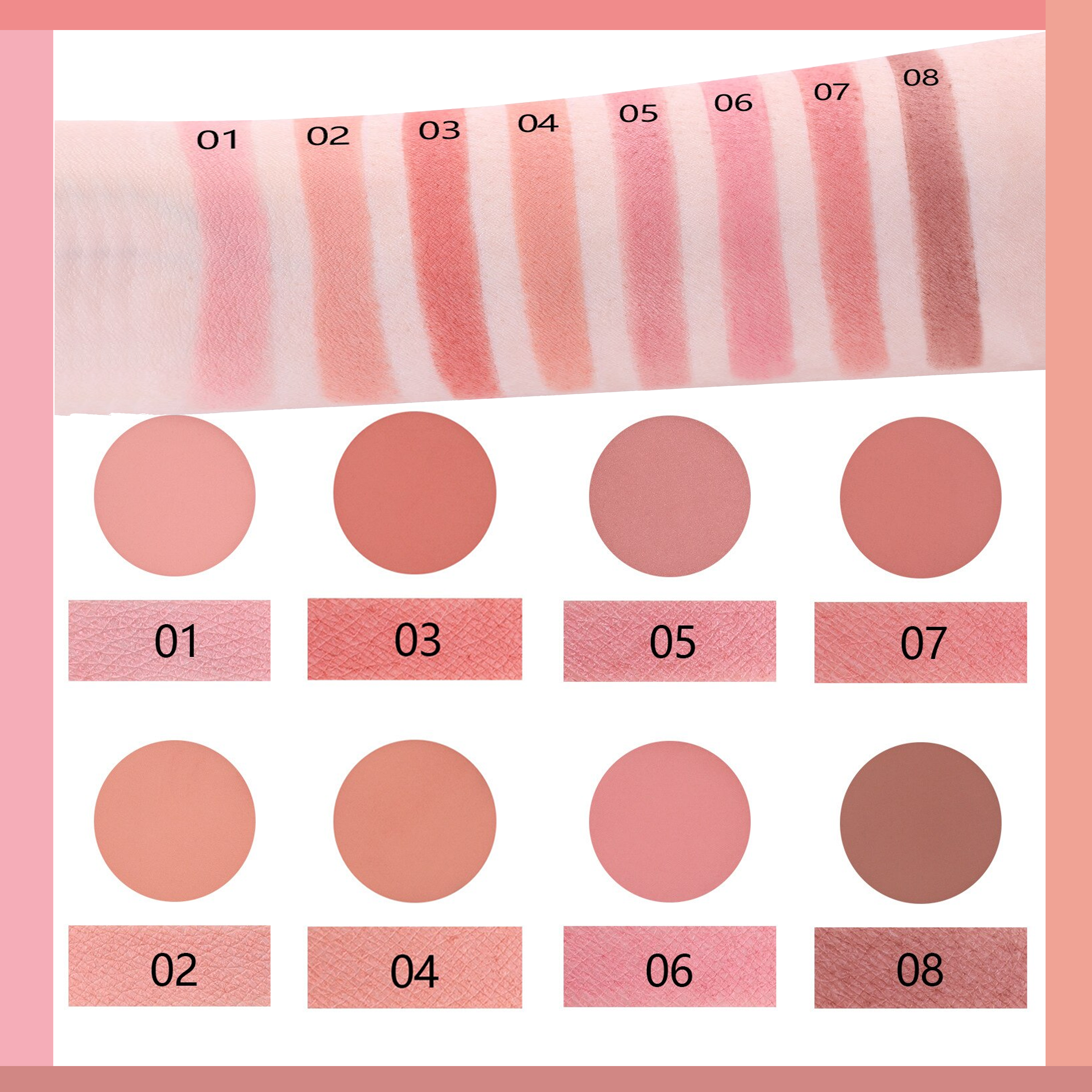 MUICIN - 8 Colors Professional Blusher Palette