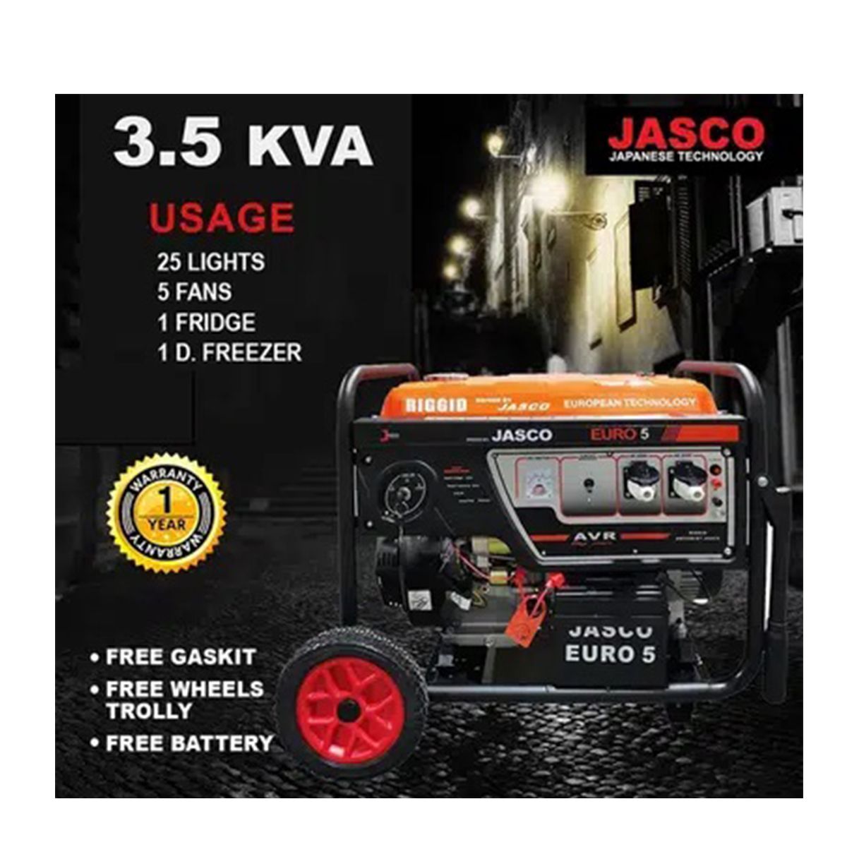 Jasco RG-6000 Generator 3.5 kva Rigid - My Store