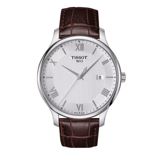 Tissot Tradition Brown Leather strap Silver Dial Quartz Watch for Men's - T-0636101603800