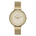 Skagen Ditte Gold Mesh Bracelet Gold Dial Quartz Watch for Ladies - SKW2333