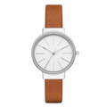 Skagen Ancher Brown Leather Strap White Dial Quartz Watch for Ladies - SKW2479