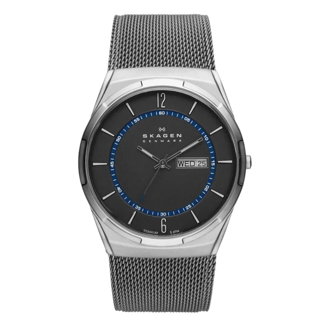Skagen Titanium Grey Mesh Bracelet Grey Dial Quartz Watch for Gents - SKW6078