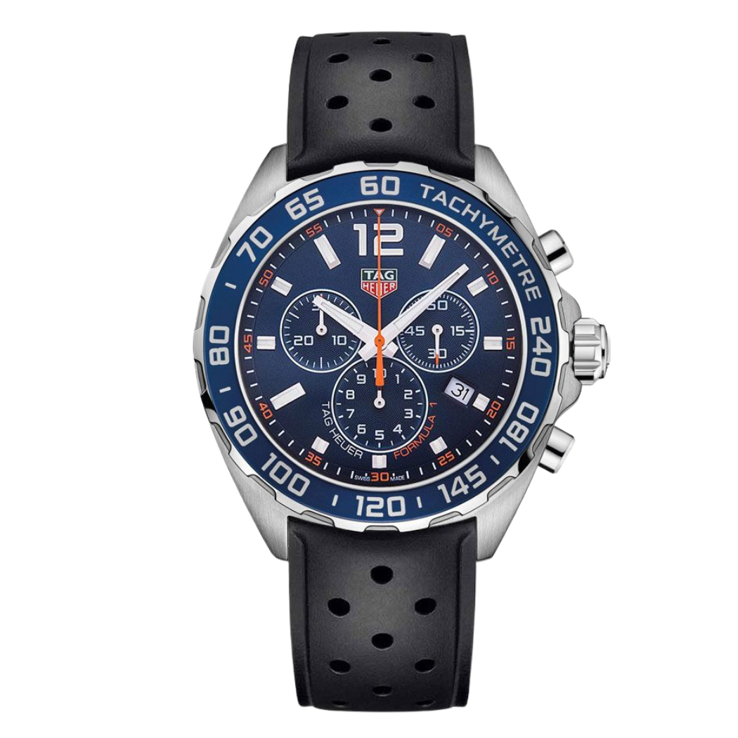 Tag Heuer Formula 1 Black Rubber Strap Blue Dial Chronograph Quartz Watch for Gents - CAZ1014FT8024
