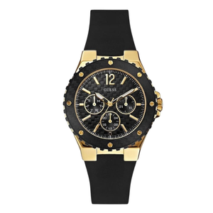 Guess Overdrive Black Silicone Strap Black Dial Chronograph Quartz Watch for Ladies - W0149L4