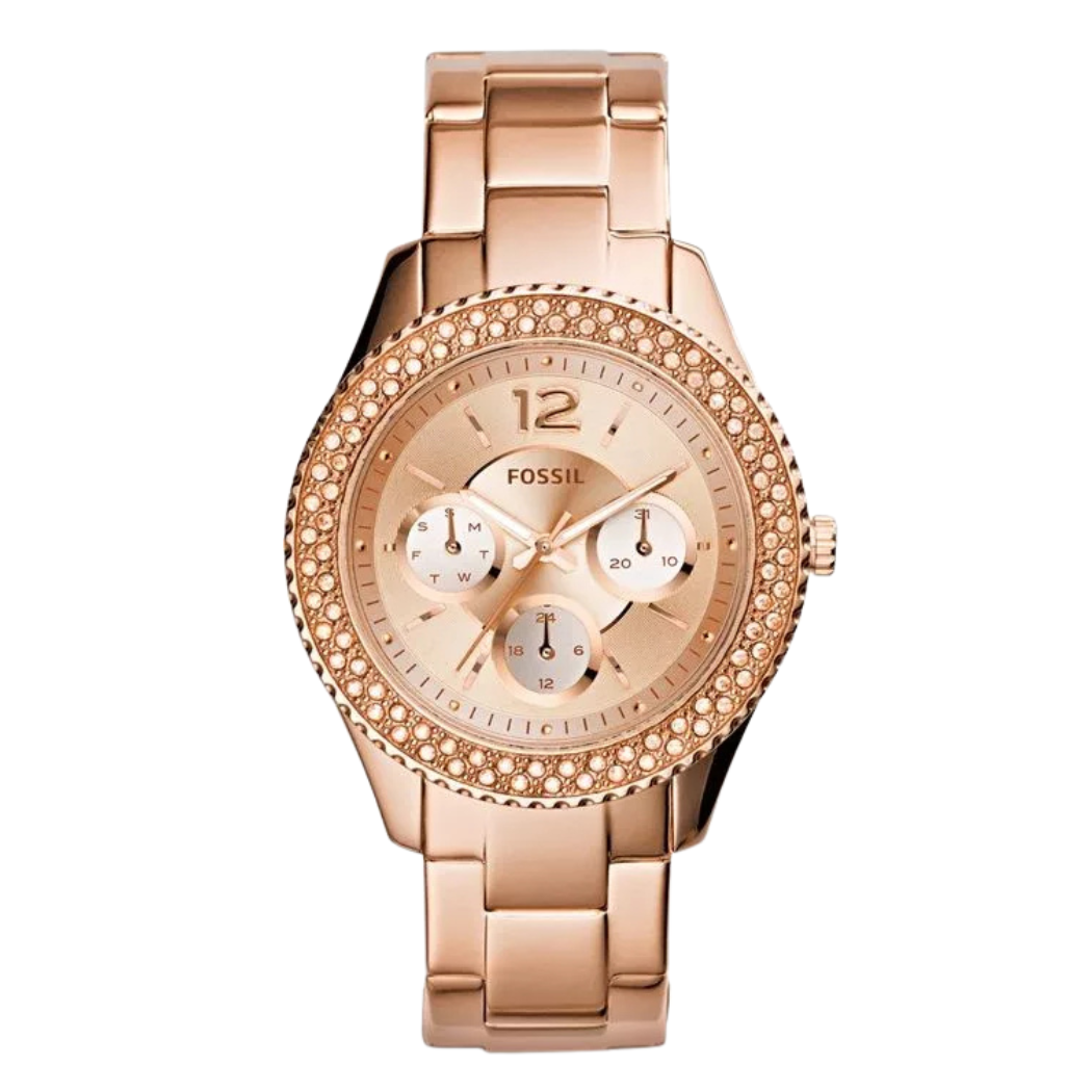 Fossil Stella Rose Gold Stainless Steel Rose Gold Dial Quartz Watch for Ladies - ES3590