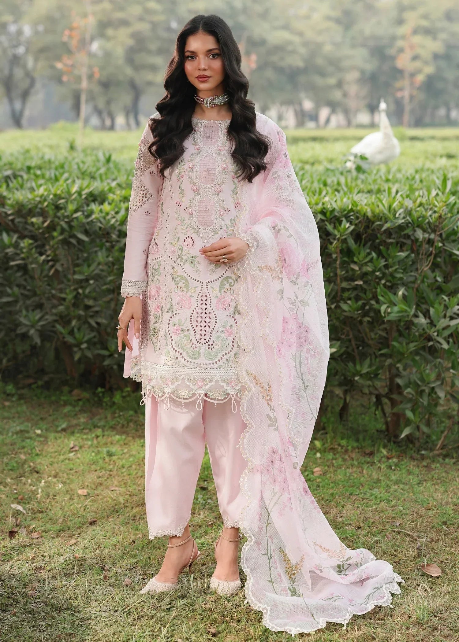 Tales Of Petals By Sardinia Unstitched 3 Piece Luxury Summer Suit-PINK BREEZE