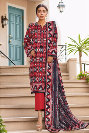 Sada Bahar Stitched 3 Piece Printed Khaddar Vol-01 Collection'2025-KD-PR-6245-Red